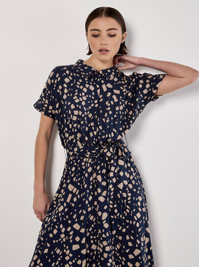 Scattered Squares Shirt Midi Dress