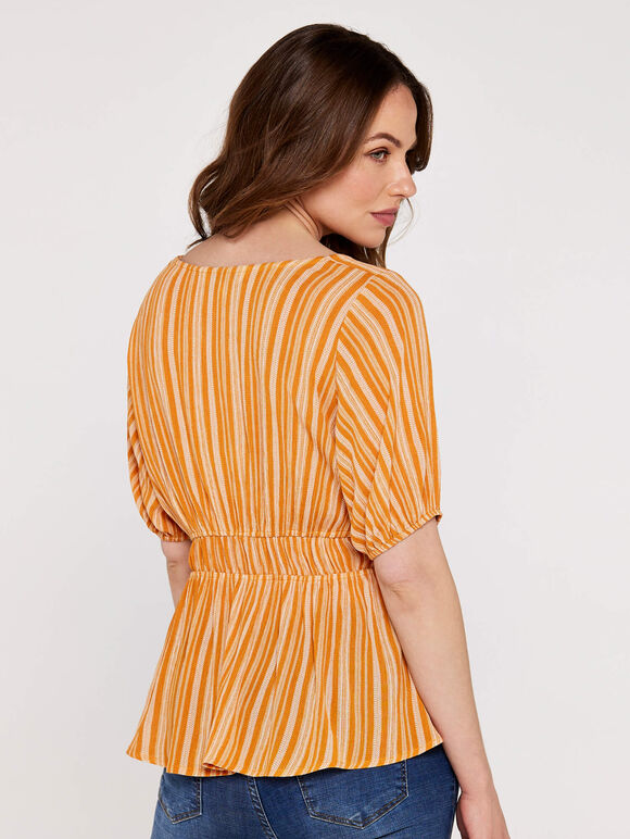Tribal  Stripe Tunic Top, Mustard, large