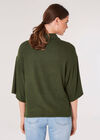 Oversized Cowl Neck Knitted Top, Green, large