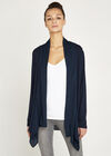 Chiffon Waterfall Hem Cardigan, Navy, large