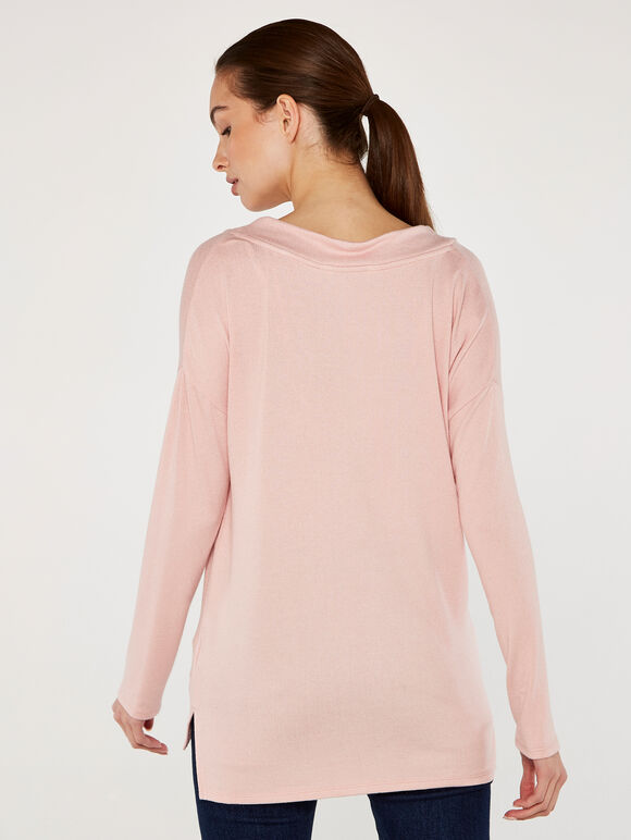 Soft Vneck Top, Pink, large