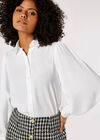 Balloon Sleeve Shirt, White, large