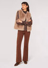 Faux Fur Cropped Gilet, Brown, large