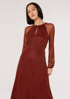 Metallic Sparkle Mesh Maxi Dress, Burgundy, large