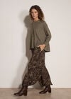 Jacquard Knit Jersey Top, Khaki, large