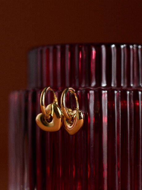 Gold Tone Heart Cuff Earrings