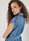 Denim Shirt Mini Dress, Blue, large
