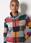 Colourful Check Fleece Jacket, Grey, large