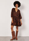 Ikat Sarasa Tiered Mini Dress, Rust, large