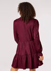Satin Shirt Mini Dress, Burgundy, large
