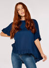 Square Button Back Top, Navy, large
