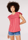 Cutwork Jersey Blouse, Pink, large