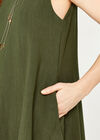 Textured Linen Sleeveless Dress, Green, large