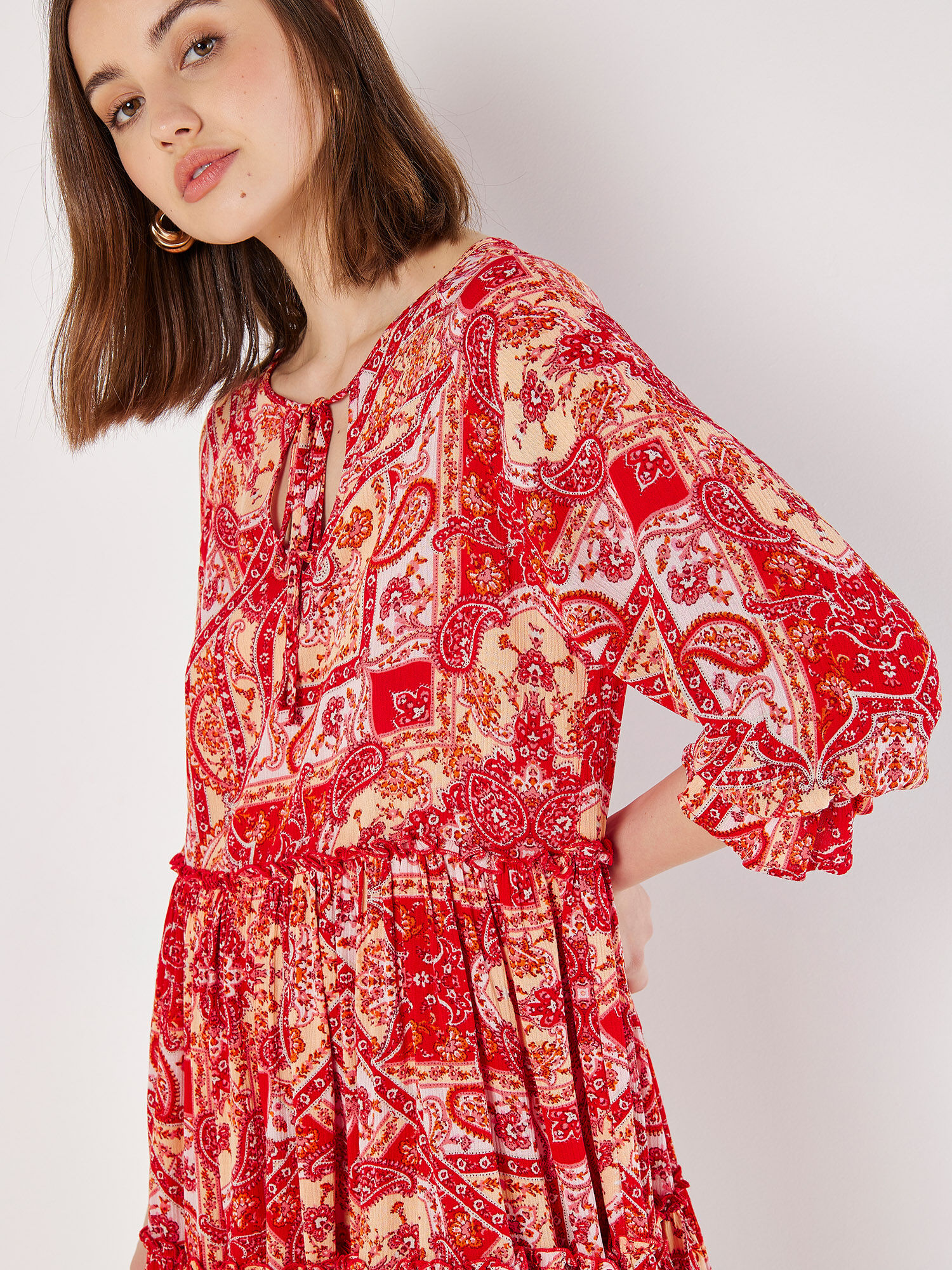 Pink scarf print dress new arrivals
