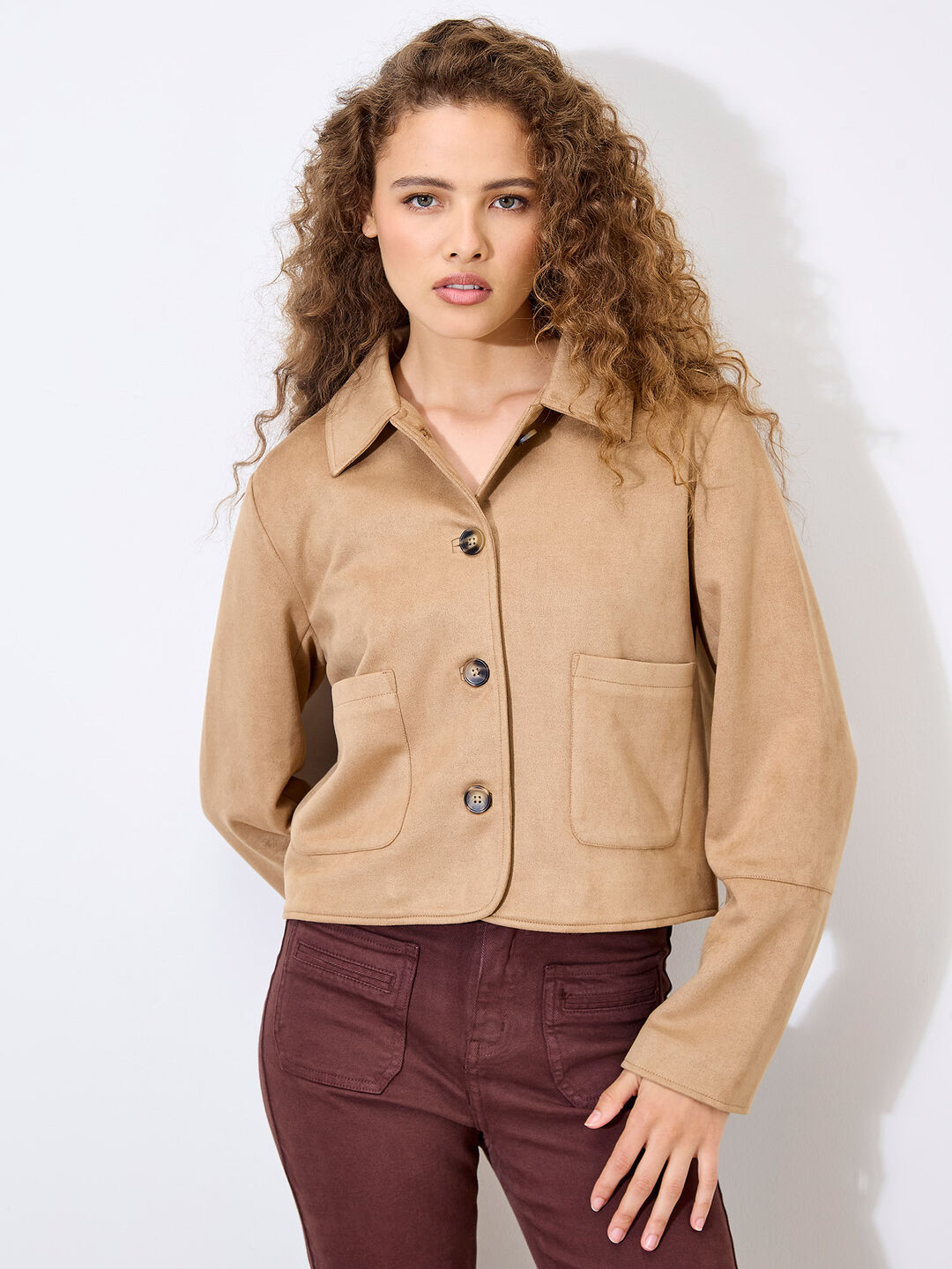 Image of Suedette Cropped Jacket