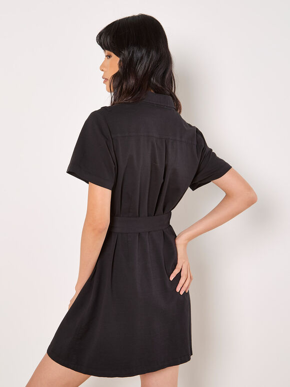 Utility Cargo Mini Dress, Black, large