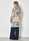 Geometric Folk Knitted Coatigan, Stone, large