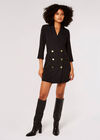 Double-Breasted Blazer Mini Dress, Black, large