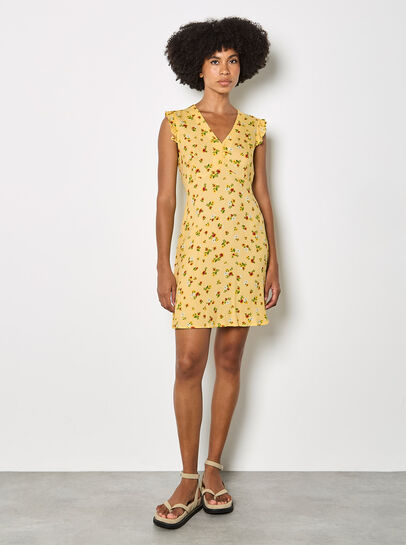 Vintage Floral Ruffle Mini Dress