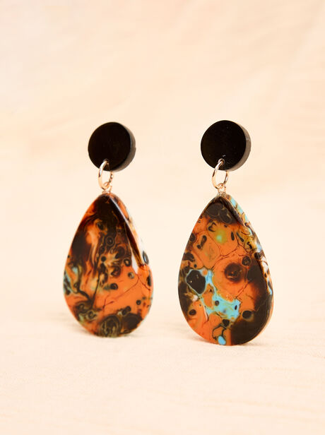 Acrylic Bead Marble Drop Earrings