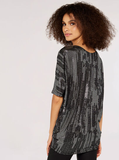 Metallic Sparkle Batwing Jersey Top