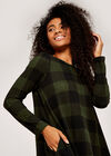 Gingham Long Sleeve Swing Dress, Khaki, large