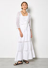 Mesh Popcorn Knit Shrug, White, large