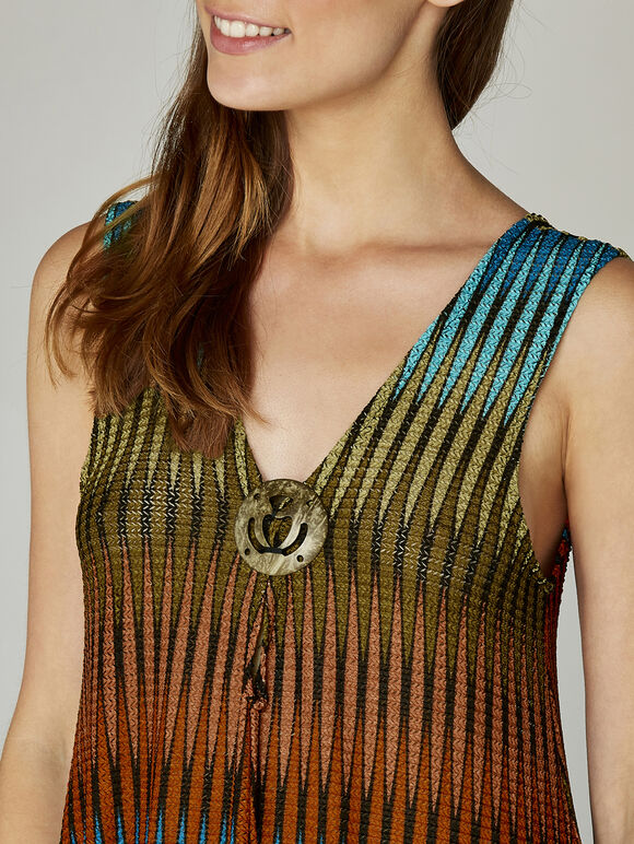 Orange Mesh Wooden Tunic, Orange, large