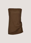 Side Knot Woven Top, Brown, large