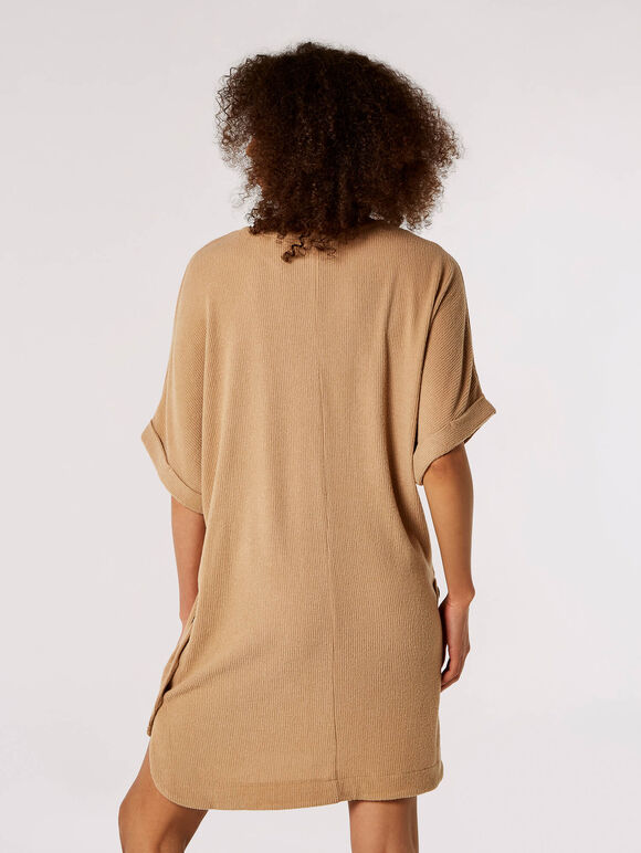Soft Touch Batwing Mini Dress , Stone, large