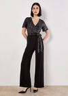 Chevron Sequin Wide Leg Jumpsuit, Dark Grey - Charcoal, large