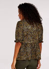 Paisley Billow Sleeve Top, Khaki, large
