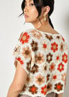Hexagon Flowers Crochet Top, Orange, large