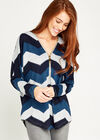 Blue Chevron Big Zipper Top, Blue, large