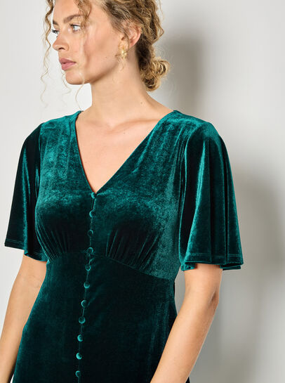 Velvet Button-Down Mini Dress