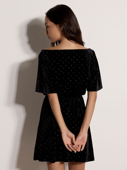 Multicolour Gem Velvet Mini Dress
