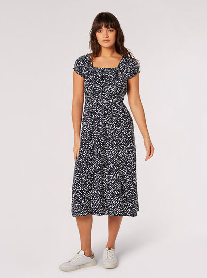 Brush Spot Milkmaid Midi Dress