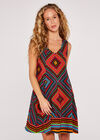 Geo Print Bakery Dress, Red, large
