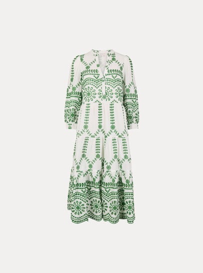 Floral Broderie Anglaise Midi Dress