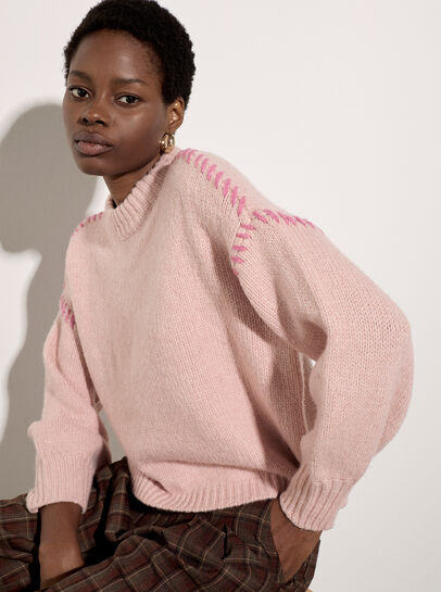 Blanket Stitch Chunky Knit Jumper
