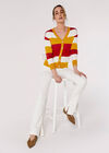 Knitted Multistripe Cardigan, Orange, large