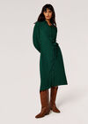 Geometric Shirt Midi Dress, Green, large