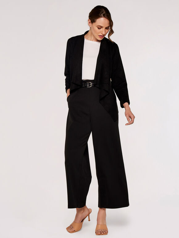 Waterfall Suedette  Shrug, Black, large