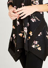 Floral Bunches Hanky Hem Tunic, Black, large