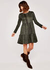 Soft Aztec Stripe Tiered Dress, Khaki, large