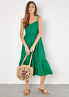 Pintuck Pleat Camisole Midi Dress, Green, large