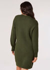 Ribbed Knit Jumper Mini Dress, Green, large