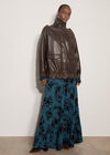 Oversized Faux Leather Jacket, Brown, large