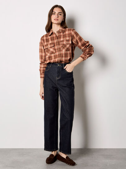 Soft Check Cropped Shirt