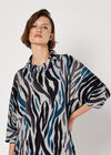 Zebra Soft Touch Cocoon Mini Dress, Teal, large